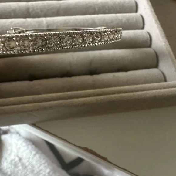 Touchstone Crystal Sleek Silver Bangle - Picture 5 of 9